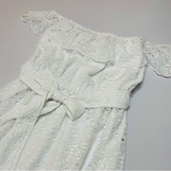 Lilly Pulitzer Off The Shoulder Midi Dress Size XL White Romantic Flounce Lace - Picture 5 of 12